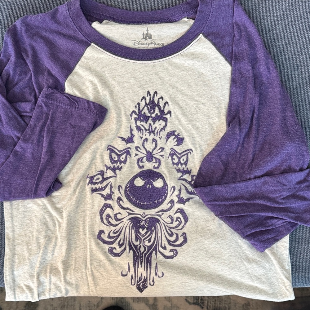Disney parks Purple and White nightmare before Christmas quarter sleeve Tee